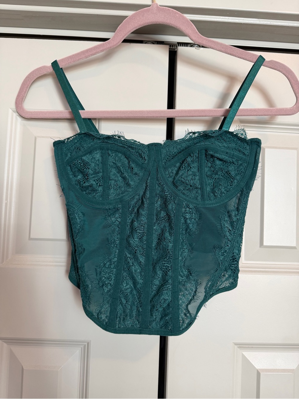 Sheer Teal Lace Bustier Chemise with Underwire Support
